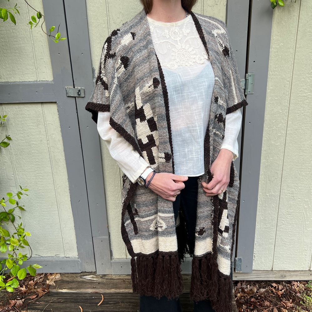 Polo gray and brown southwestern shawl/wrap